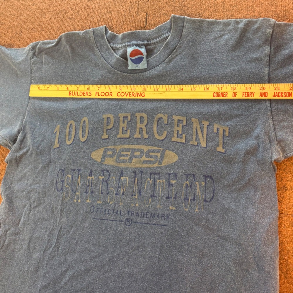 Vintage Pepsi Graphic T-Shirt Mens L XL Blue Faded 100 Percent Guaranteed Tee - Picture 7 of 7